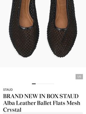 BRAND NEW IN BOX STAUD Alba Leather Ballet Flats Mesh Crystal